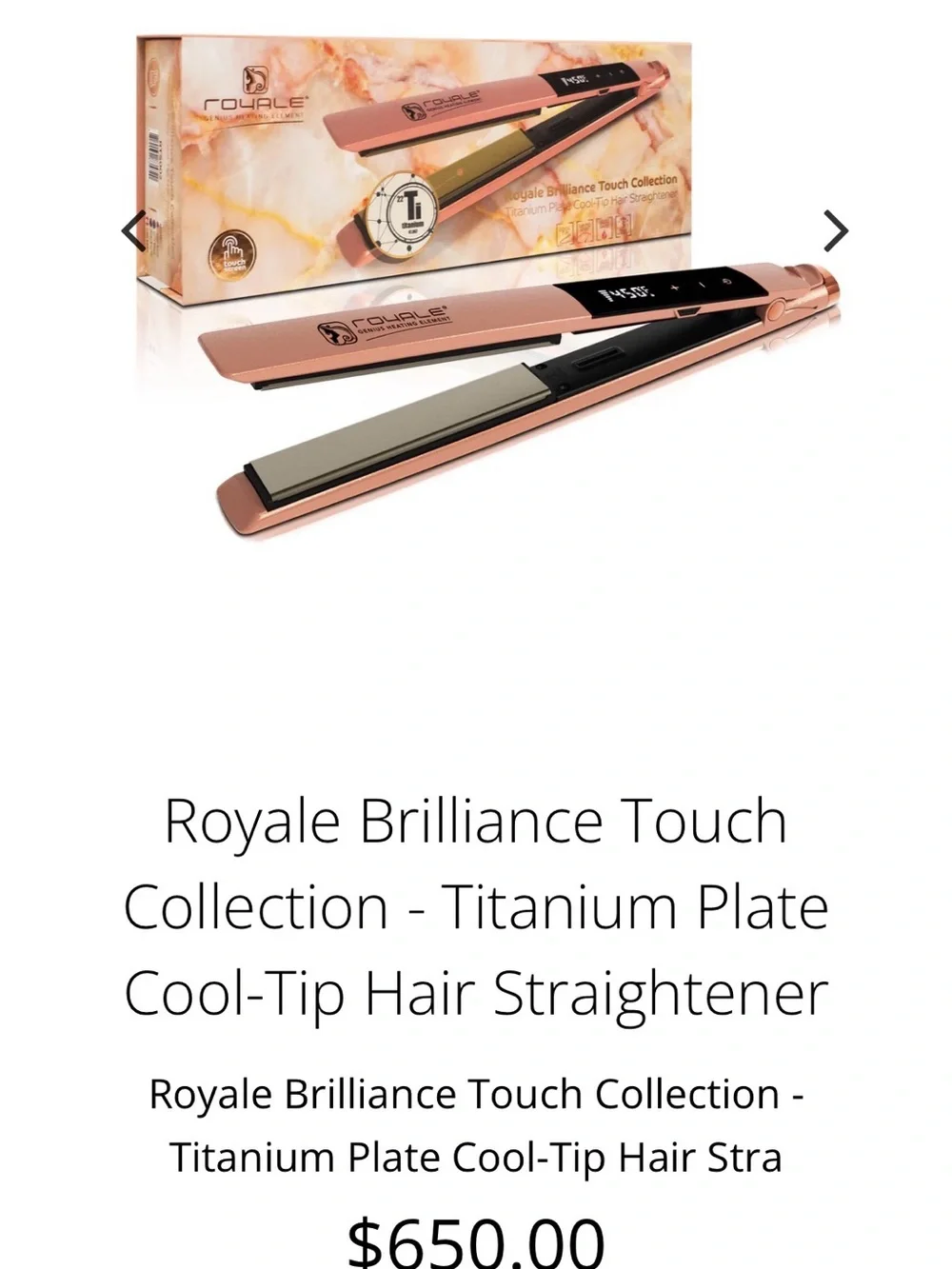 Royale Brilliance Touch Titanium Flat Iron - Rose Gold BRAND NEW Sealed Box